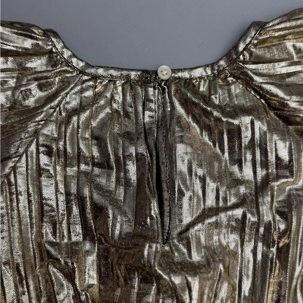 OshKosh B’gosh Girls Gold Metallic Pleated Party Dress Size 8